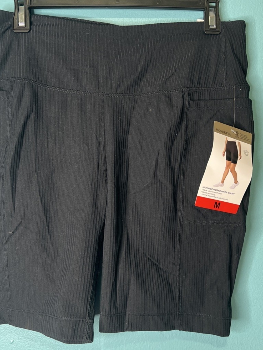 Mondetta Black Ribbed Performance Bike Shorts